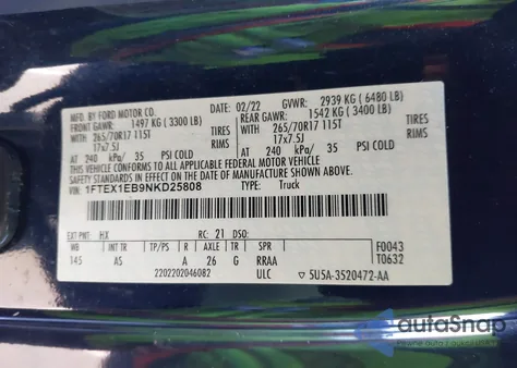 2022 Ford F-150 Xl from USA, damaged, VIN 1FTEX1EB9NKD25808